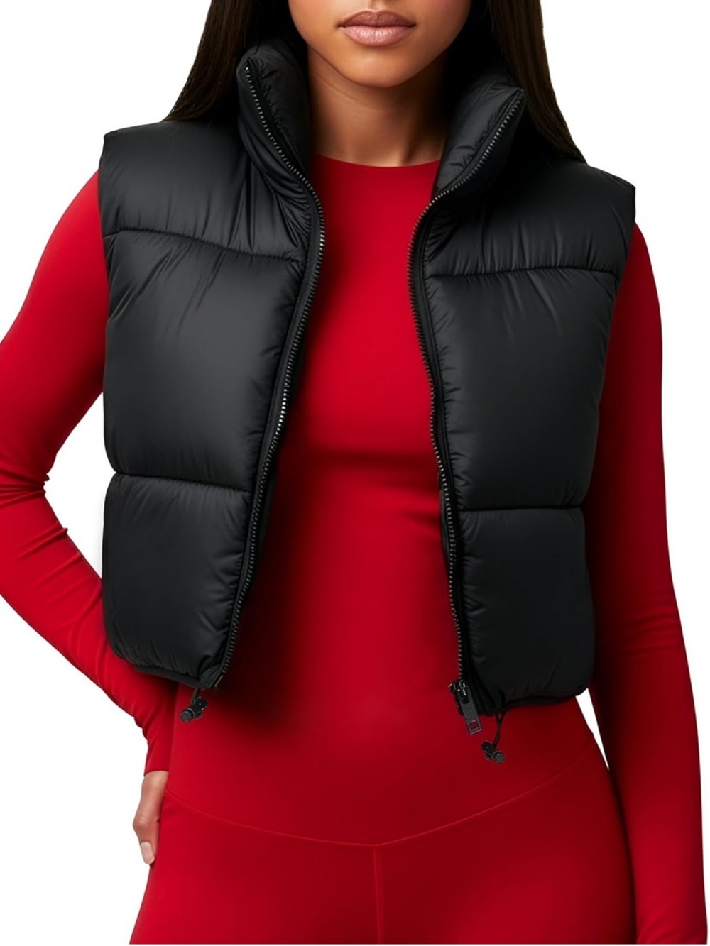 NWT NY Threads Size S Black Crop Puffer Vest